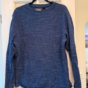 DKNY Men’s Indigo Blue Long Sleeve Waffle-Knit Crewneck Shirt